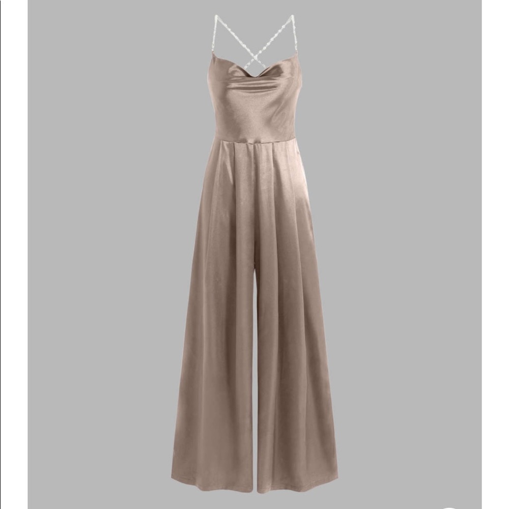 Cider solid satin pearl jumpsuit